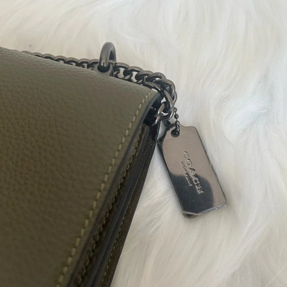 Coach Klare Olive Green Pebbled Leather‎ Crossbody Bag Good